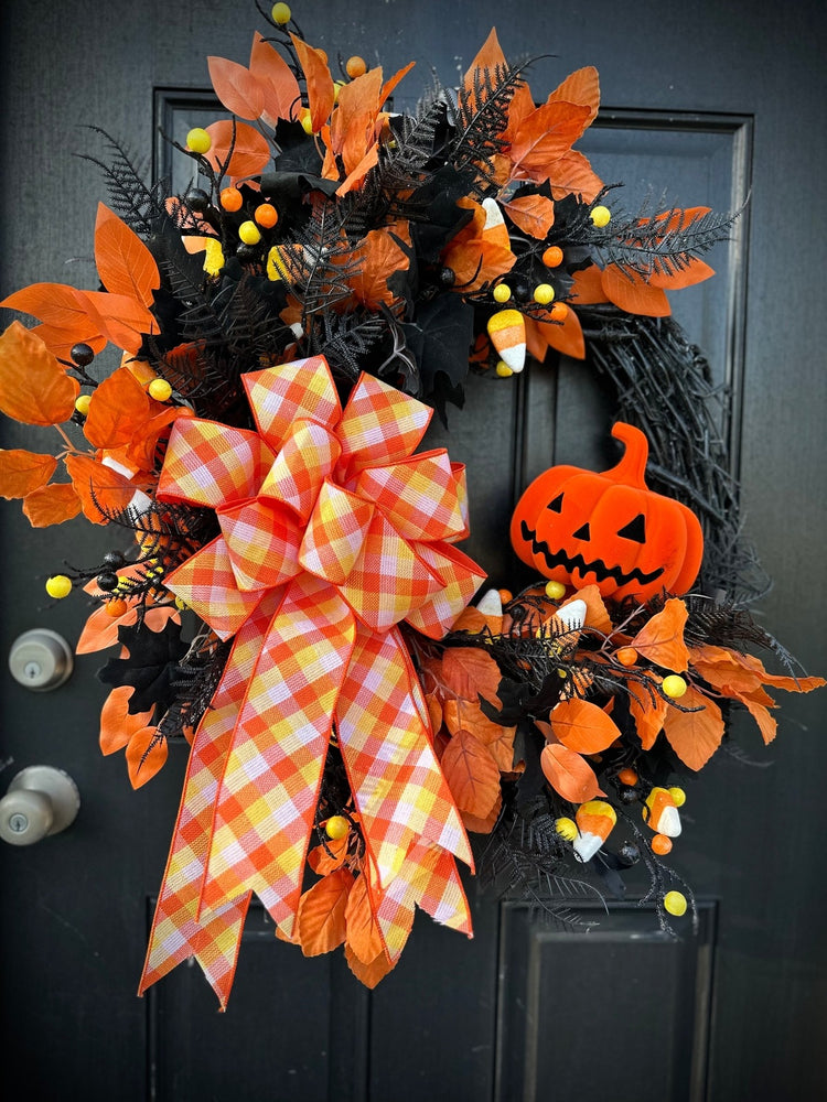 Cute Candy Co and Jack-O-Lantern Wreath for Halloween