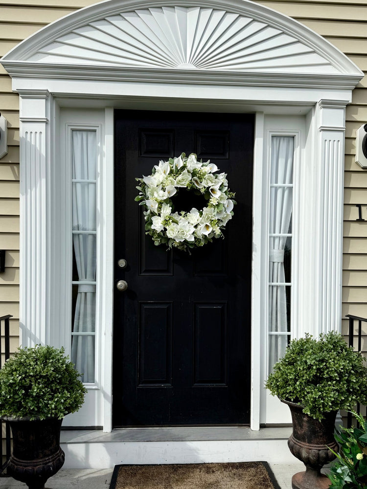White Calla Lily Wreath for Spring, Wedding Wreath