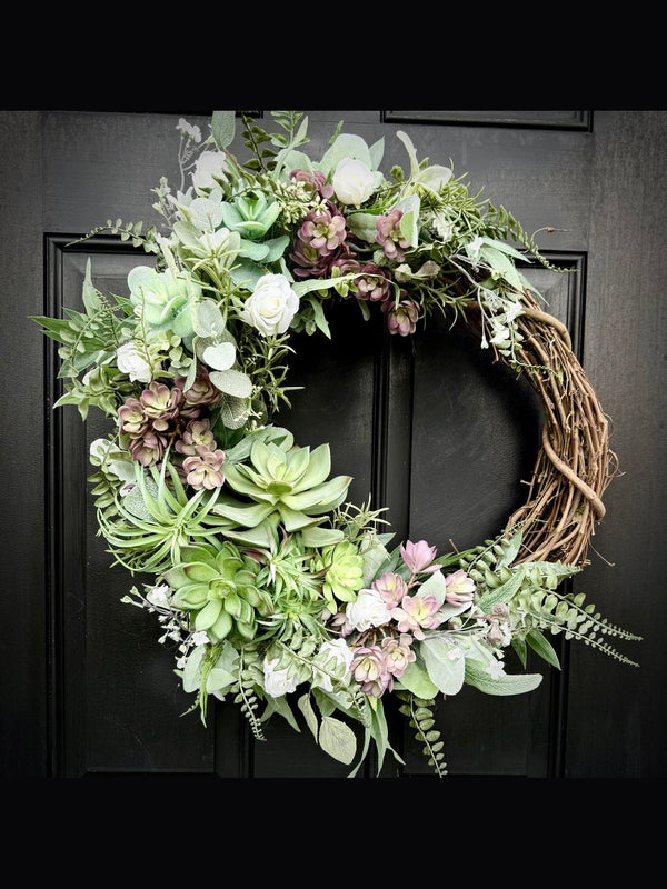 Succulent Wreath for Spring and Summer