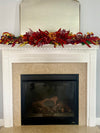 Fall Mantle or Table Scape – Autumn Harvest Garland with Velvet Pumpkins and Peonies