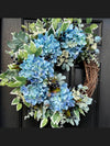Spring wreath with Blue Hydrangeas