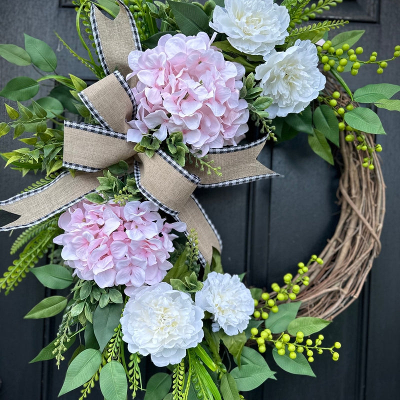 Cotton Candy Hydrangea Wreath for Spring Summer