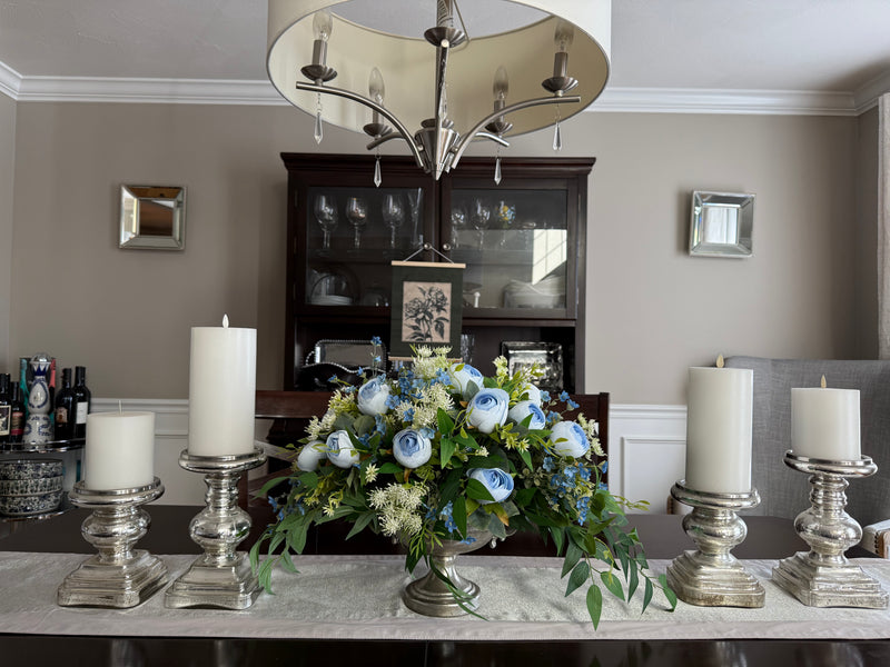 Baby Blue Ranunculus Centerpiece for Fall