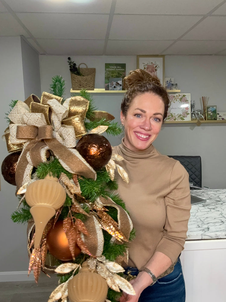 Chocolate Mousse Luxe Door Swag – Elegant Winter Décor