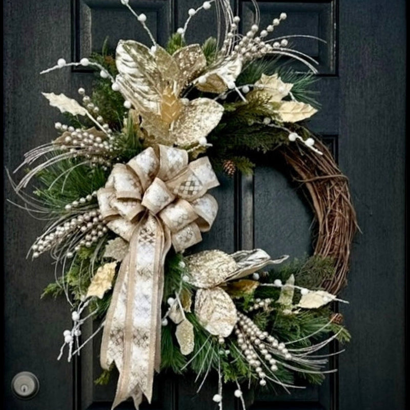 Opulent Pearl & Champagne Winter Wreath