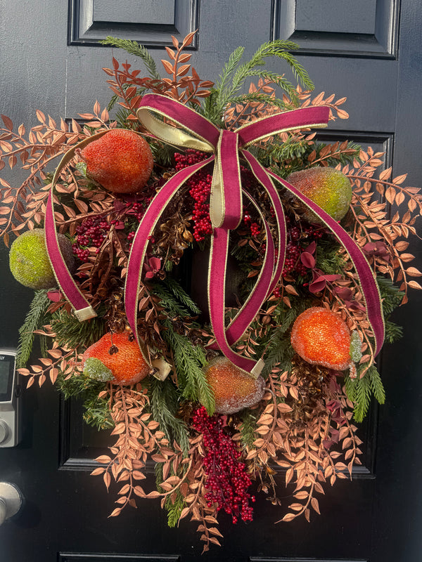 Gilded Pear Wreath for Winter and Autumn