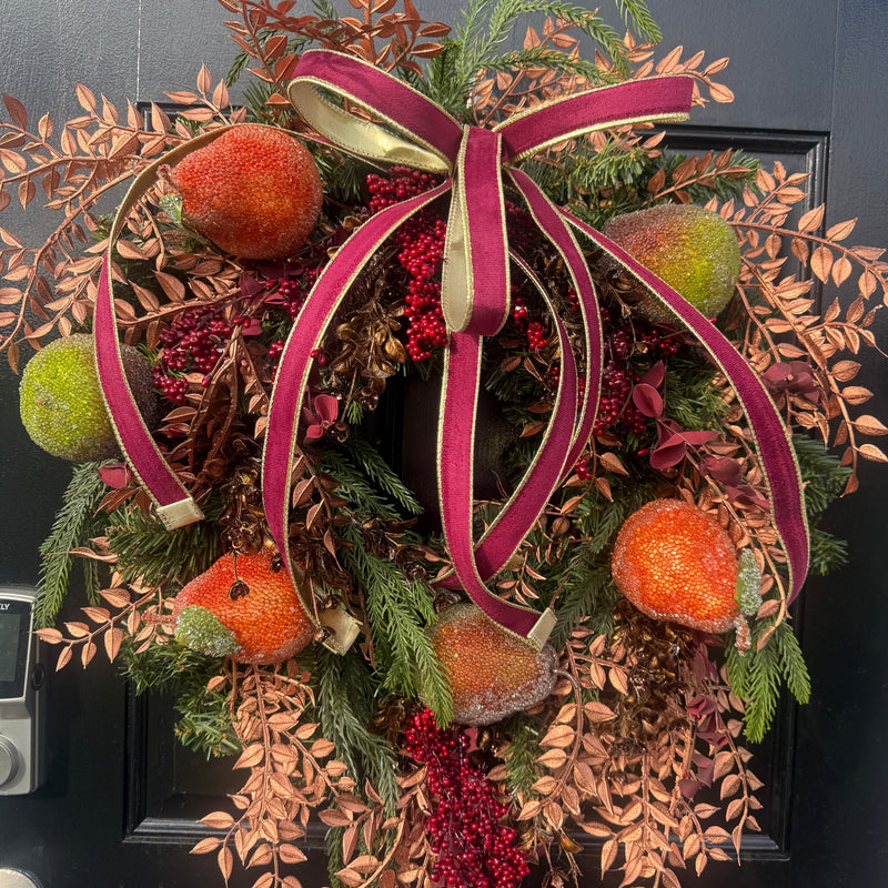 Gilded Pear Wreath for Winter and Autumn