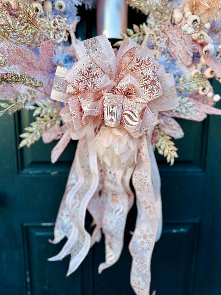 Pretty in Pink Reindeer w White Pine Winter Wreath