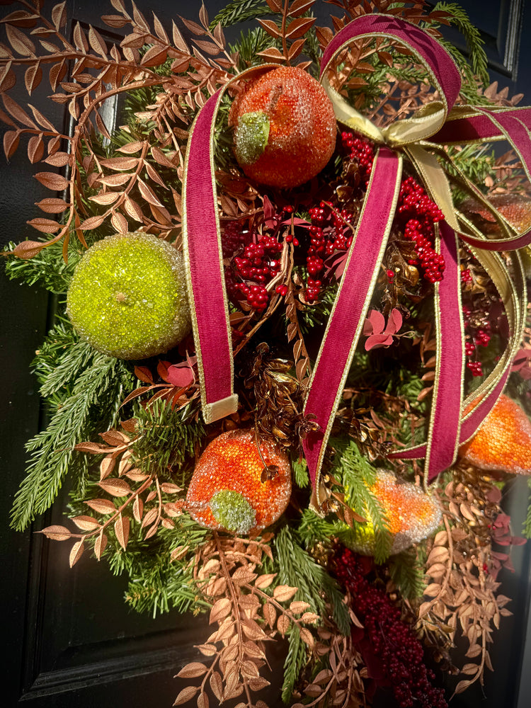 Gilded Pear Wreath for Winter and Autumn