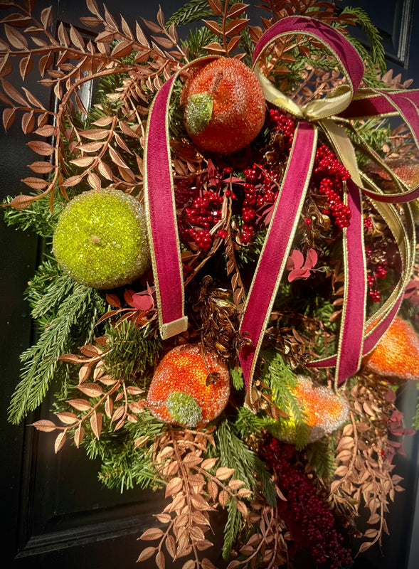 Gilded Pear Wreath for Winter and Autumn