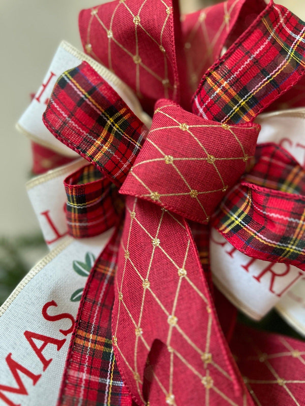 Red and White Merry Christmas Tree Topper