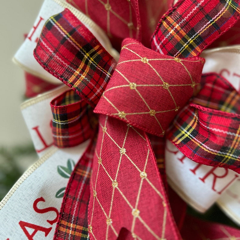 Red and White Merry Christmas Tree Topper
