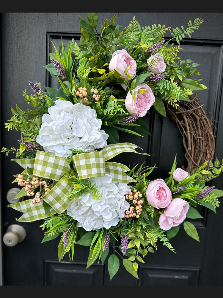 Cabbage Rose Hydrangea Wreath for Summer and Spring