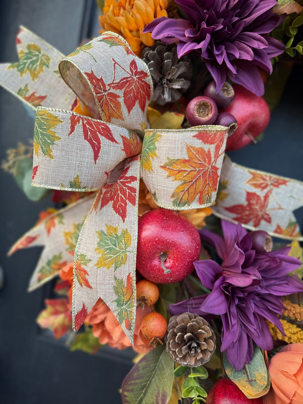 Fall Harvest Wreath with Faux Fruits