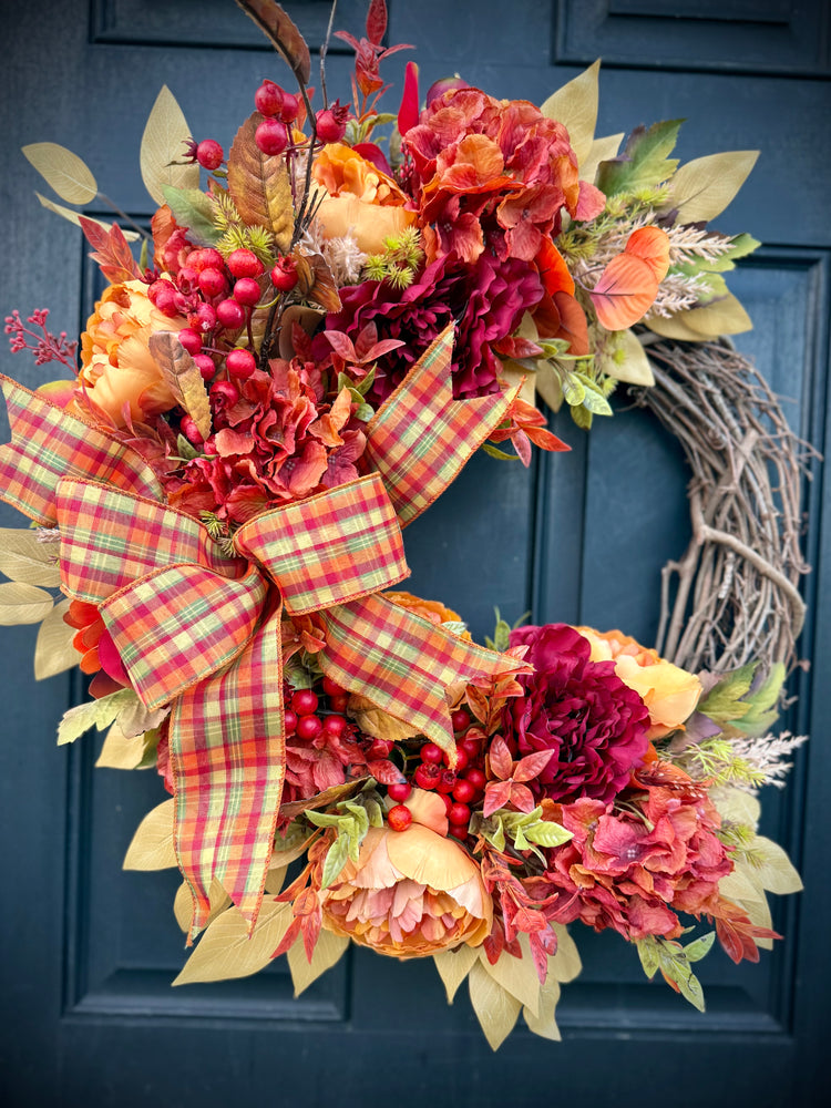 Monogrammed Fall Wreath, Autumn Entryway Decor *Realtors Special