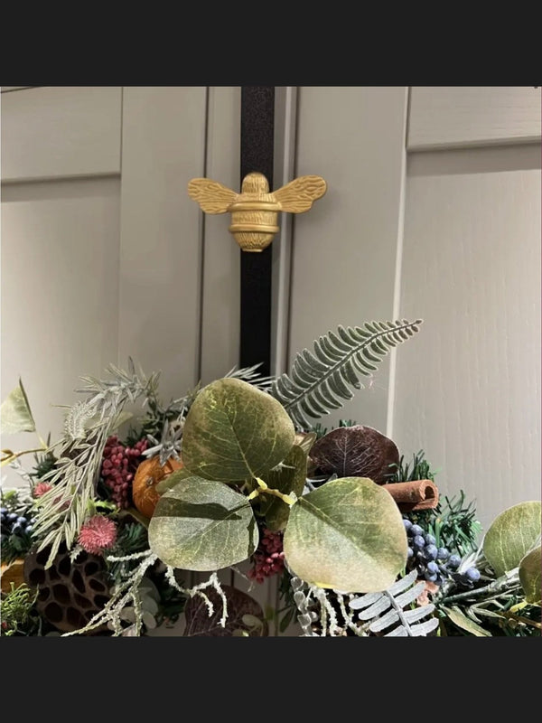 Bee Wreath Hanger in Black, Black and Gold or Nickel Finish
