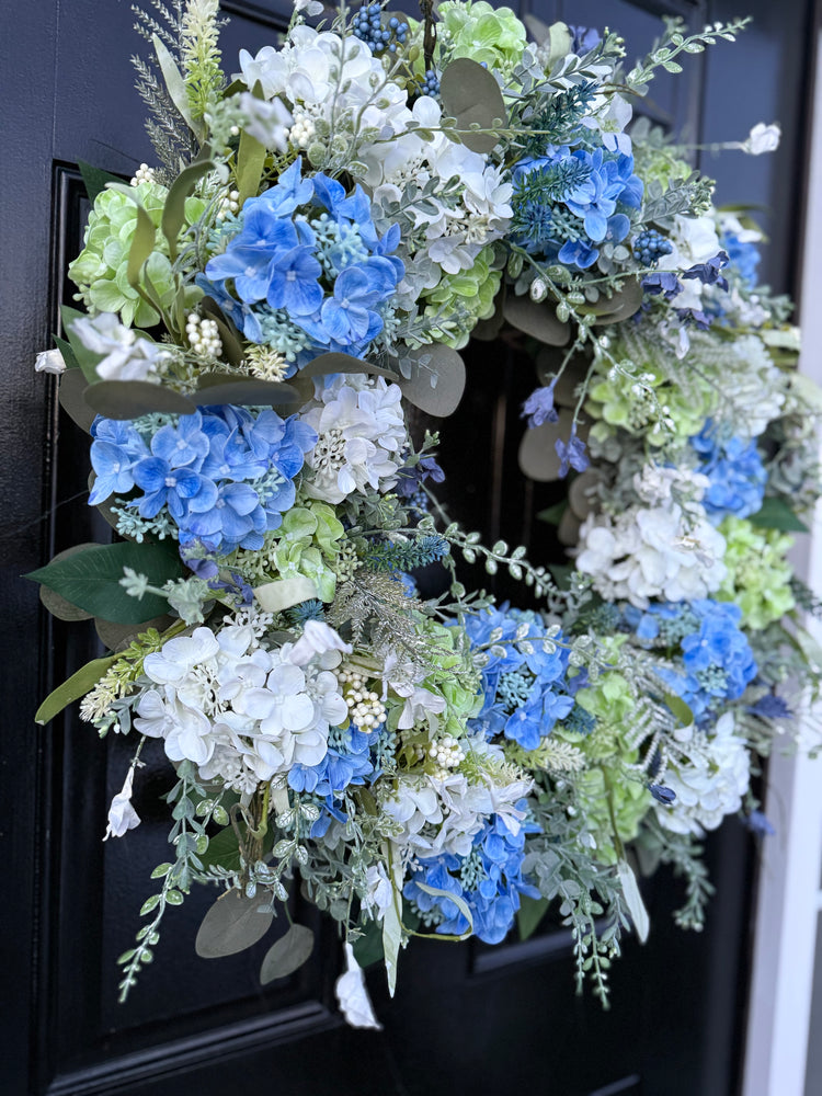 Spring Blue Hydrangea Cottagecore Wreath