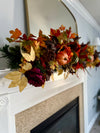 Fall Mantle or Table Scape – Autumn Harvest Garland with Pumpkins, Leaves and Florals 🍁