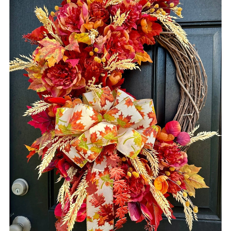 Traditional Peony Wreath for Fall