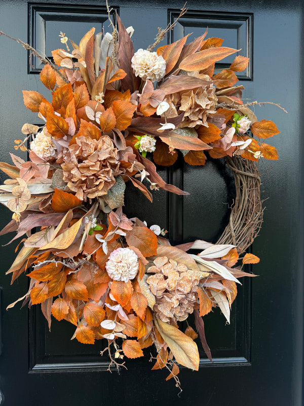 Hydrangea and Eucalyptus Wreath for Fall