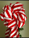 Red and White Striped Themed Tree Topper for Winter