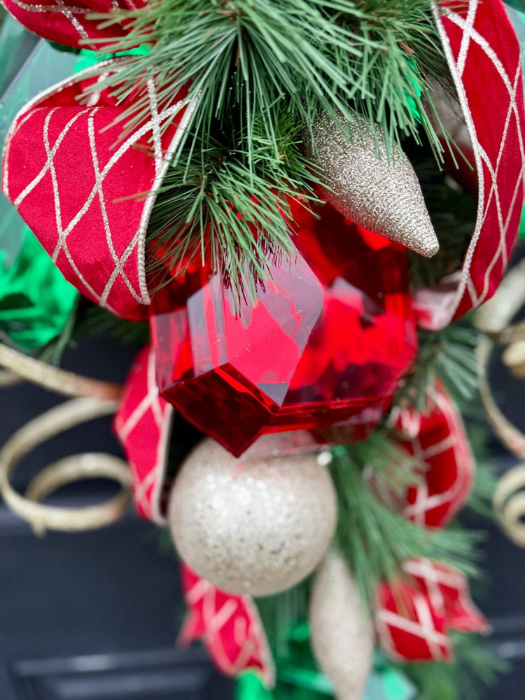 Luxurious Ruby and Emerald Swag for Winter, Christmas Swag