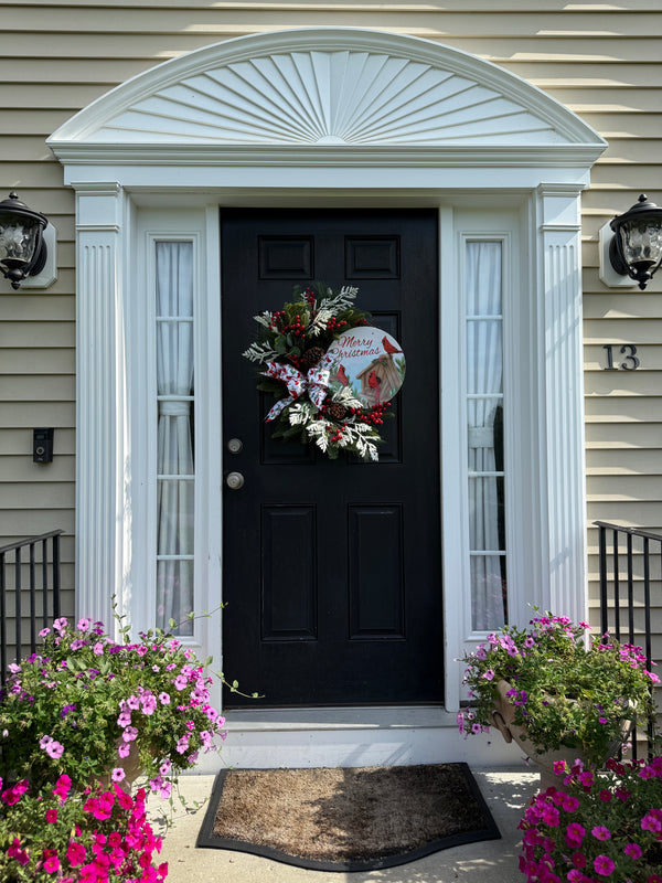 Winter Cardinal  Wreath – Handmade Holiday Wreath with Pine for Christmas