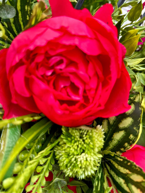 Hot Pink Peony and Limes Wreath for Summer