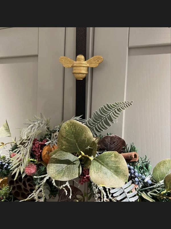 Bee Wreath Hanger in Black, Black and Gold or Nickel Finish