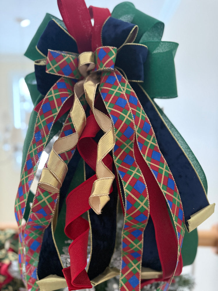 Nutcracker  Harlequin Christmas Tree Topper Bow