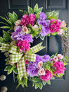 Spring Peony & Hydrangea Wreath in Pink & Purple