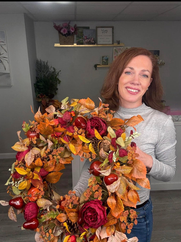 Fruit and Autumn Foliage Wreath for Fall