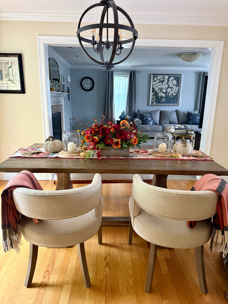Elegant Burgundy Peony and Sunflower Centerpiece for Fall