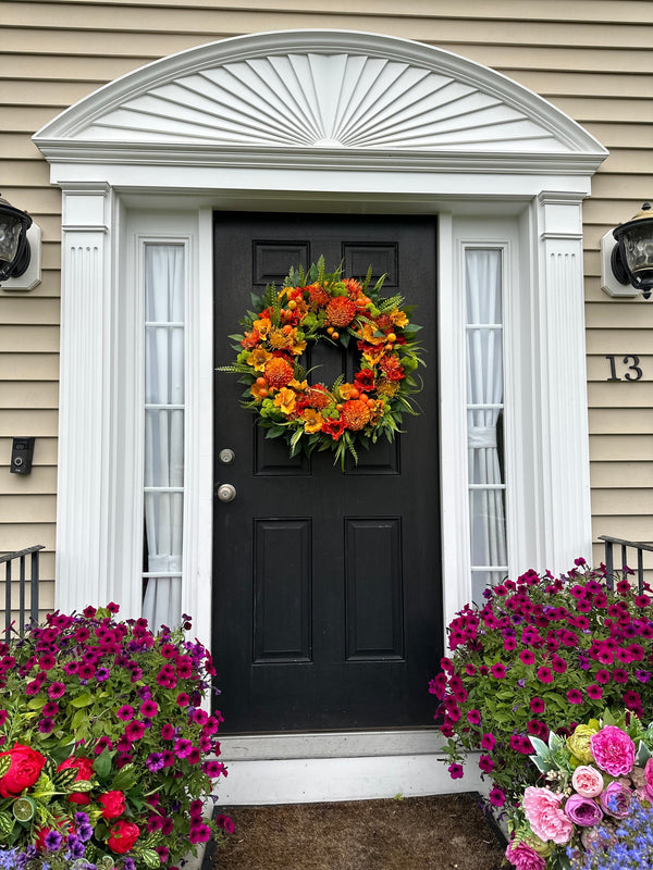 Hot Pink Peony and Limes Wreath for Summer