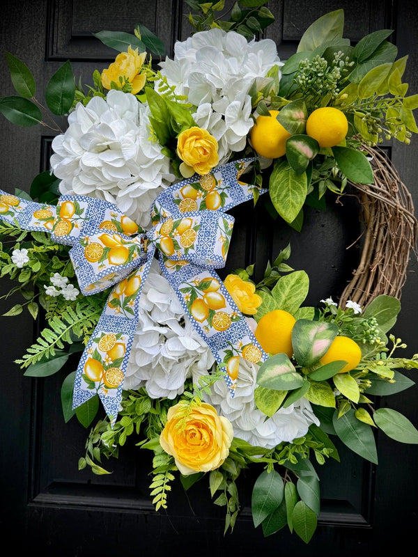 Lemon & Hydrangea Wreath for Spring