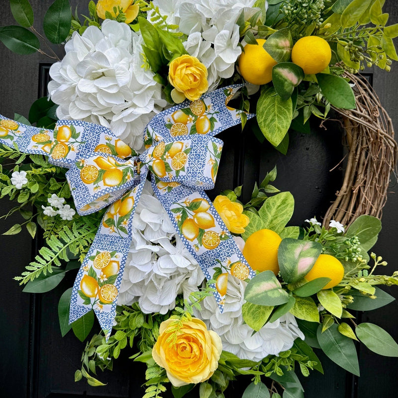 Lemon & Hydrangea Wreath for Spring