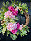 Vibrant Pink Hydrangea Wreath for Spring