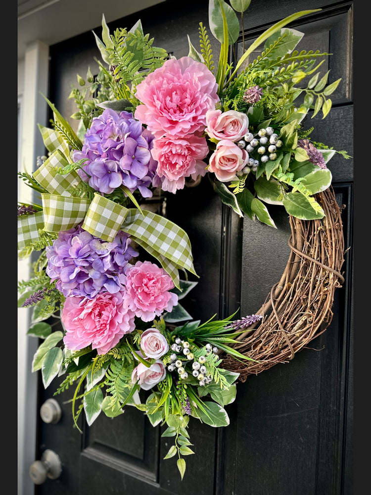 Lavender Hydrangea Wreath for Easter and Spring