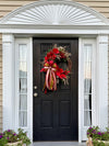 Christmas Wreath with Large Designer Bow with Pearl Accents