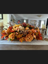 Fall Dough Bowl Centerpiece w Pumpkins and Maple Leaves