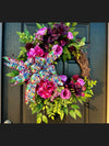 Vibrant Wreath for Spring w/ Deaigner Ribbon