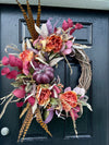 Autumn Harvest Wreath with Pumpkins and Peonies