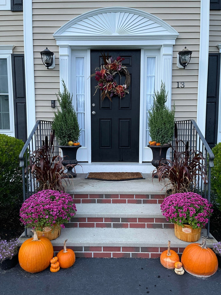 Autumn Harvest Wreath with Pumpkins and Peonies