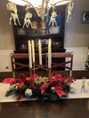 Traditional Winter Centerpiece with Candle Stick Holders and Plaid Bows