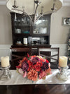 Moody Floral Centerpiece in Dough Bowl for Entryway or Dining Room Decor