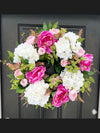 Spring Peony and Hydrangea Garden Wreath