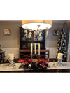 Traditional Winter Centerpiece with Candle Stick Holders and Plaid Bows