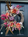 Autumn Harvest Wreath with Pumpkins and Peonies